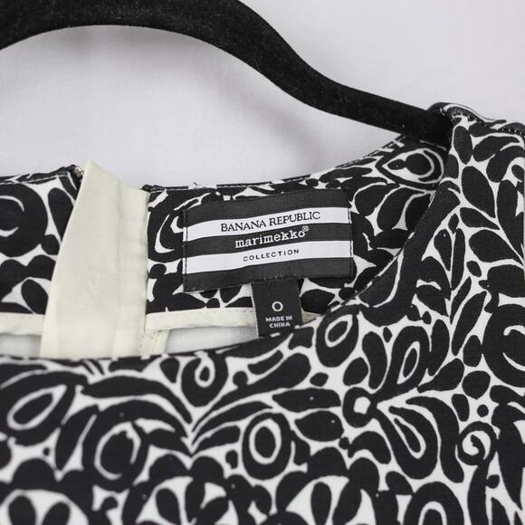 Banana Republic Marimekko Black White Floral Sleeveless Fit and Flare Dress 0 - Picture 6 of 8